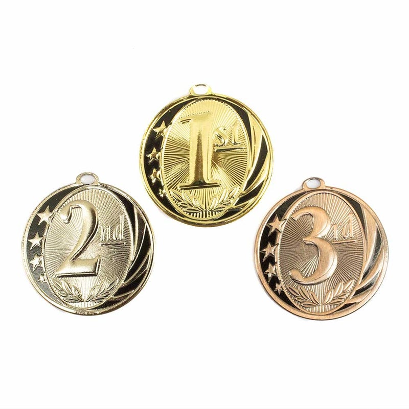 All Quality 1st 2nd 3rd Place Midnite Star Award Medals - 3 Piece Set (Gold, Silver, Bronze) Includes Neck Ribbon - Image 2